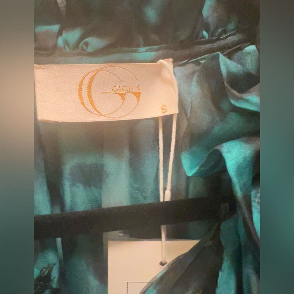 Gigii's MOLLY Draped mini chiffon Mini dress size S Green & Black tiger Print - Picture 6 of 7